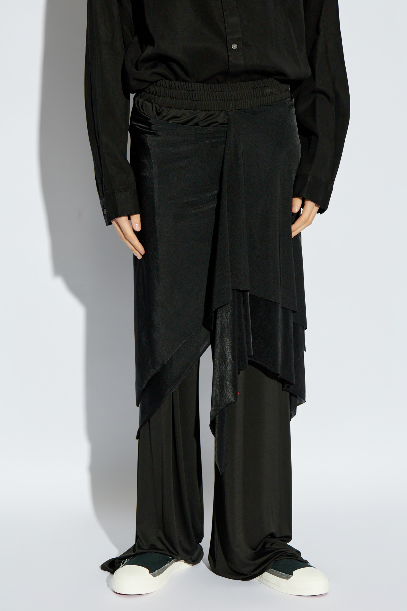 パンツ DIESEL P-Frizza-Plain P-FRIZZA-PLAIN Draped pants in fluid jersey｜ブラック